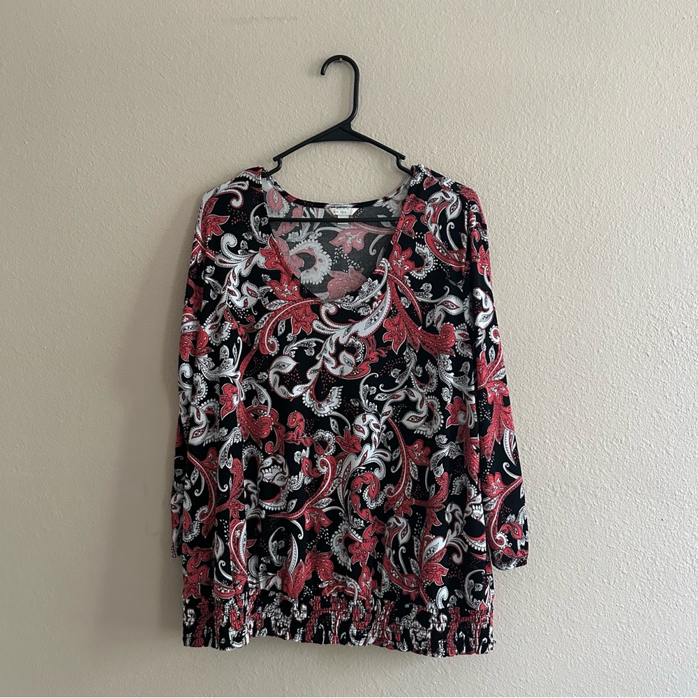 Cato Black and Red Paisley Blouse
